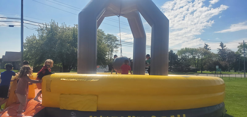 Wrecking ball, interactive inflatable