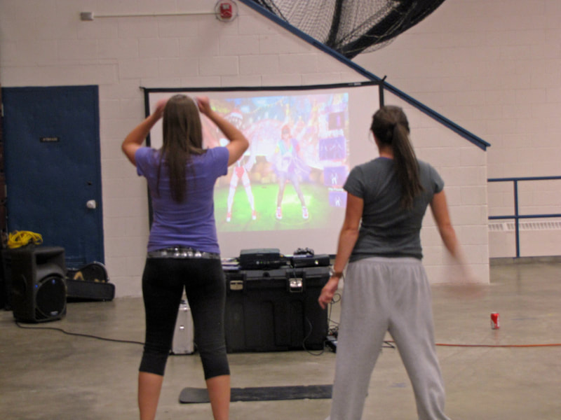 Just Dance Xbox game with projector/sound system