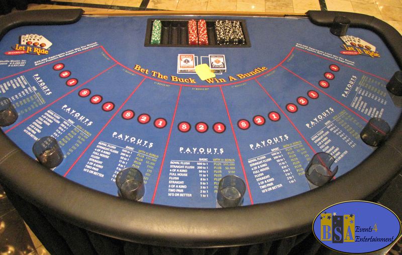 Let it ride poker tables, casino party rental, Michigan