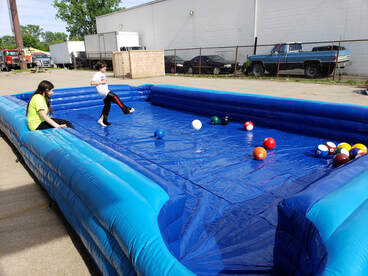 Giant human pool, Giant billiards, giant pool game